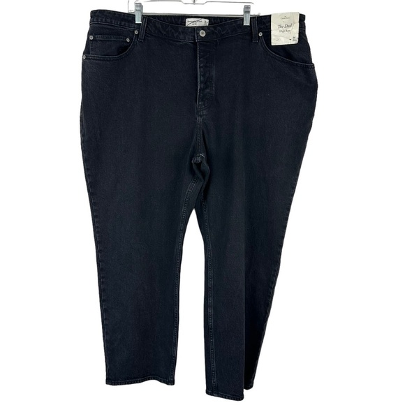 NWT Abercrombie and Fitch Black High Rise Button Fly Dad Jeans Plus Size 22 24 - Picture 1 of 14